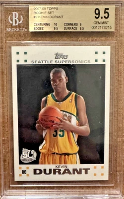Kevin Durant 2007-08 Topps Rookie RC #2 BGS 9,5 GEMA Foto 1 de 2