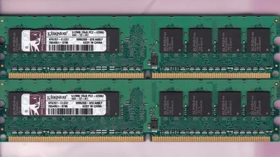 Kit de memoria RAM 1 GB 2x512 MB PC2-4200 KINGSTON KF6761-ELG37 DDR2-533 de escritorio DIMM Foto 1 de 4