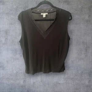 VTG 90s Casual Corner Cami Tank L Lace Trim Witchy Fairy Grunge Vamp Goth - Picture 1 of 10