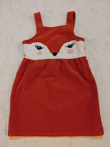 Gymboree Fox Corduroy Jumper Dress Girls sz 7 Autumn Adventures Fall Orange - Picture 1 of 7