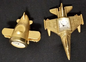 US Air Force F-16 Kampfjet/Biflugzeug Flugzeuge Messing Tischuhren - Bild 1 von 2