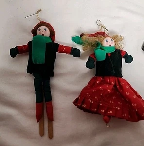 Vintage 1985 Kurt Addler Mädchen & Junge Eisläufer/ Sking Ornaments - Bild 1 von 8