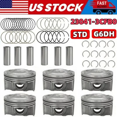 G6DH STD Piston & Ring Kit For Kia Sorento Sedona Hyundai Azera 3.3L 23041-3CFB0 Foto 1 de 4