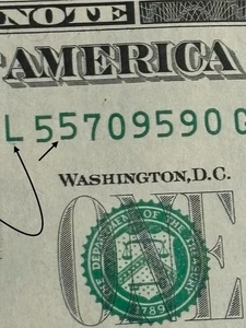 2021 Unc.  S.F $1 Bill High 55 Gas Pump Error & Green Inkwell Spill Odds Only - Picture 1 of 3