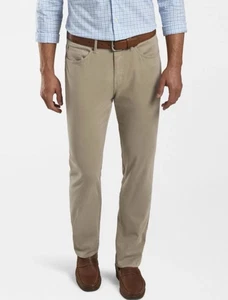 Pantaloni Peter Millar Signature raso kaki uomo 35x32 elasticizzati golf casual marrone - Foto 1 di 8