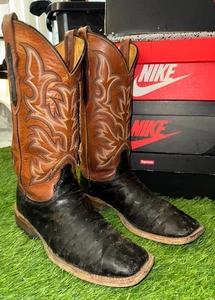 BOTAS VAQUERAS JUSTIN 8097 HOMBRE NEGRAS PLUMA COMPLETA AVESTRUZ WESTERN - Imagen 1 de 8