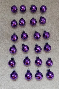 Mini Purple Christmas Balls Tree Ornaments Plastic Tops 24 Loose 1" - Picture 1 of 7