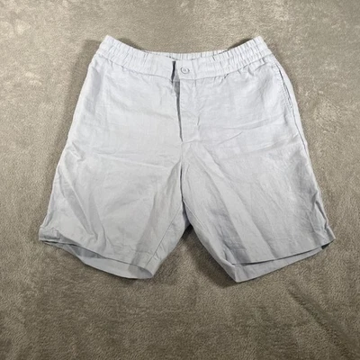 Pantalones Cortos Orlebar Marrón Cornell Lino Para Hombre 32 Azul Luz Isla Cielo Cintura Elástica Foto 1 de 4