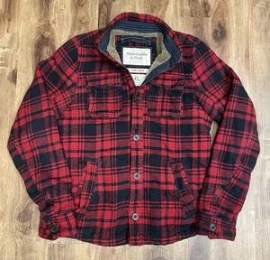 Abercrombie & Fitch Stony Creek Red Plaid Sherpa Lined Shirt Jacket Men’s XL - Picture 1 of 9