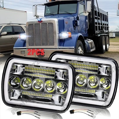 Pair 130W 7x6" LED Hi/Lo Headlights for Peterbilt 365 2008-2017 / 330 2000-2005 - Image 1 of 4