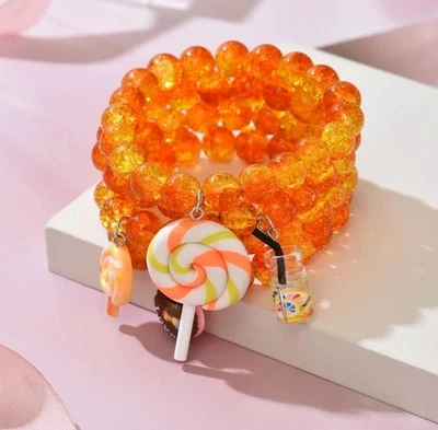 Pulseras apilables estilo caramelo Kawaii 4 en total. Color azul bebé Foto 1 de 2