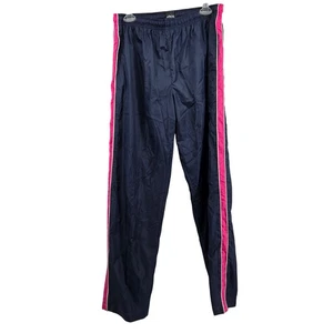 Vintage Y2K Navy Pink Stripe Nylon Windbreaker Pants Size XL Athletic Sporty - Picture 1 of 9