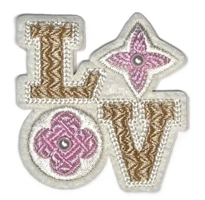 Iron On Clothing Fabric Patch - Embroidered LV Beaded Love - 2.5" DIY Crafts - Image 1 of 3