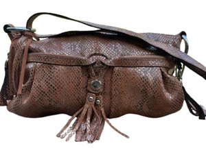 B. MAKOWSKY Brown Metallic Hobo Snakeskin Convertible Strap Silver Tassel CUTE! - Picture 1 of 22
