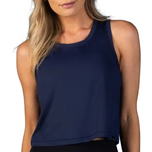 Laird Cropped Open Back Workout Tank Top Navy - Bild 1 von 13