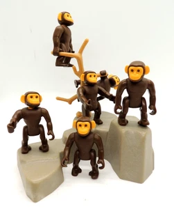 Vintage Playmobil Affe Schimpanse Konvolut mit Felsen und Baum 8 Teile Konvolut - Bild 1 von 7