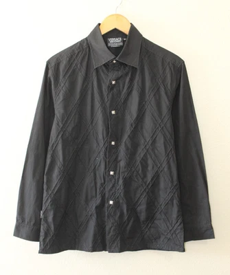 Versace Mens Long Sleeve Embroidered Snap Front Shirt Made In Italy M - Image 1 of 4