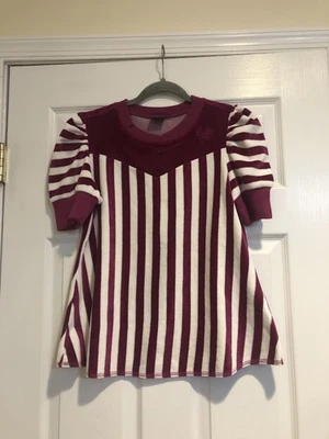 Top Babydoll De Colección Diesel Italia Blanco Púrpura Rayas Terciopelo Y2K Talla L/Se Ajusta a Pequeño Foto 1 de 4