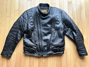 Giacca pelle imbottita uomo vintage nera BONUS moto cafe racer biker 42 - Foto 1 di 8