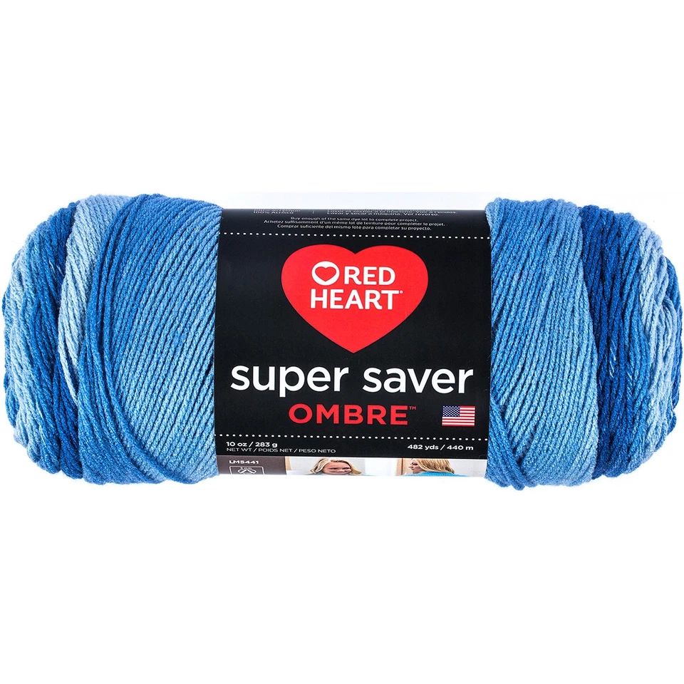 Red Heart Super Saver Ombre Yarn-True Blue - E305-3962 - image 1 of 1
