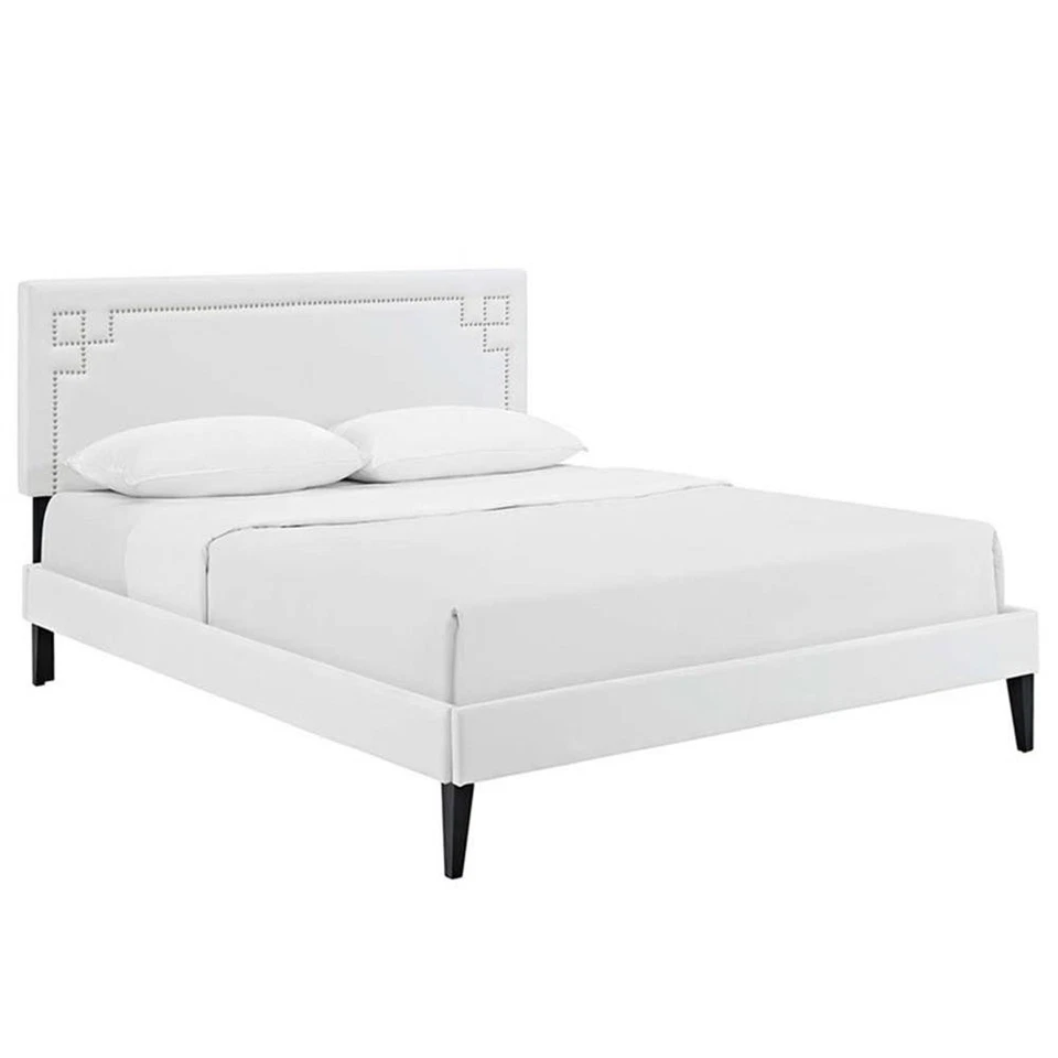 Modway MOD-5938-WHI Ruthie Queen Platform Bed with Squared Tapered Legs White
