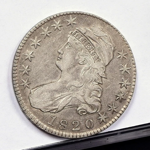 1820 Bust Half Dollar - Square 2, Knob - AU Details (#45956) Cover