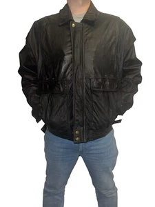 New Fast Black Genuine Leather jacket Men’s Large - Picture 1 of 11