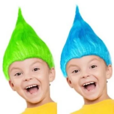 Dreamworks Trolls World Tour Kids Reversible Blue/Green Wig - Imagem 1 de 3