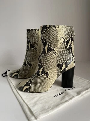 NUEVO £620 Isabel Marant 'Garrett' Piel de Serpiente Cuero Botines Negro 40 39 6 7 Foto 1 de 4