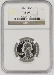 1962 Proof Washington Silver Quarter 25C NGC PF66 - Picture 1 of 2