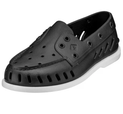 Zapato Sperry Original Auténtico Flotador Barco Sin Cordones Talla 8 Negro Damas NUEVO Foto 1 de 4
