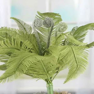 Set of 2 Decorative Flocked Artificial Fern and Fiddlehead Bushes - Picture 1 of 2