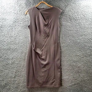 ASOS Womens Pencil Dress Size 16 Taupe Grey Stretch Knit Sleeveless Knee Length - Picture 1 of 13