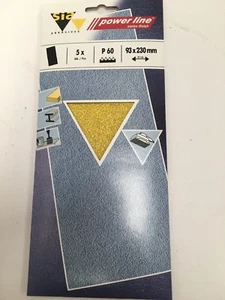 New sanding strip sia power line 60 grit pack of 5, 93 x 230 mm sand paper - Picture 1 of 3