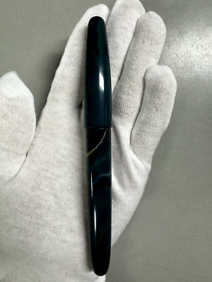 Ручка перьевая Wancher настоящий эбонит мрамор зеленая бирюза - M средняя сталь новая в коробке - Изображение 1 из 4