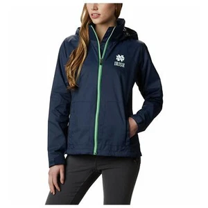 Columbia Women's Notre Dame Fighting Irish Waterproof Hooded Jacket Blue X-Large - Picture 1 of 9