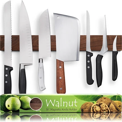 HMmagnets Premium 16 Inch Dark Walnut Wood Magnetic Knife Holder for Wall - Image 1 of 4
