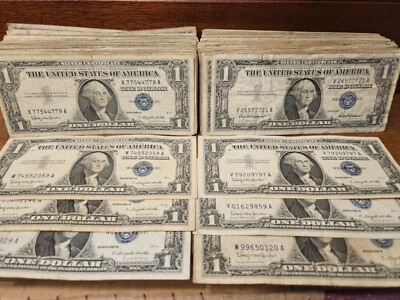 1935 ou 1957 nota de selo azul de um dólar certificado prata nota antiga dos EUA US$ 1 dinheiro - Imagem 1 de 4