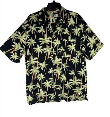 Camisa hawaiana Joe Marlin para hombre talla XLT negra y verde estampado de coco SS Foto 1 de 4