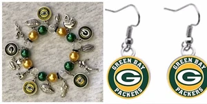 Green Bay Packers Earring and Bracelet set - Picture 1 of 3