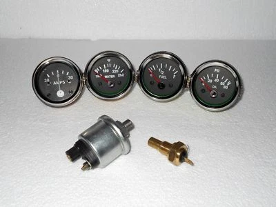 With Oil temp Sender 52mm Electrical Oil Pressure Temp Amp Fuel Gauge BH - Image 1 of 4