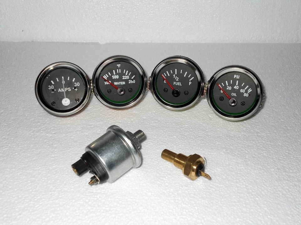 With Oil temp Sender 52mm Electrical Oil Pressure Temp Amp Fuel Gauge BH - Image 1 of 4
