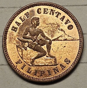 1904 1/2 Centavo USA Philippinen PP / Stempelglanz schön rot - Bild 1 von 7
