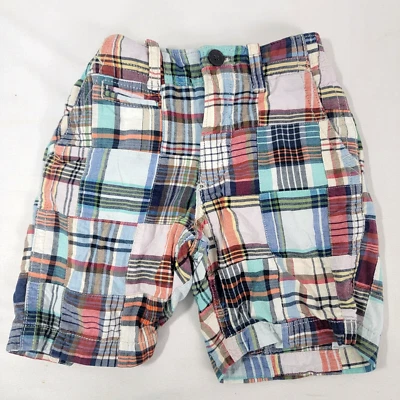 Pantalones Cortos Gap Niños Niños Madras Patchwork Talla 5 Bolsillos Regulares Entrepierna ~ 5.5" Foto 1 de 4