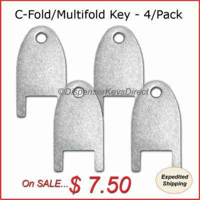KIMBERLY CLARK, FORT HOWARD Kimberly Clark #770101 - C-Fold/Multifold Hand Towel Dispenser Key - (4/pk.)