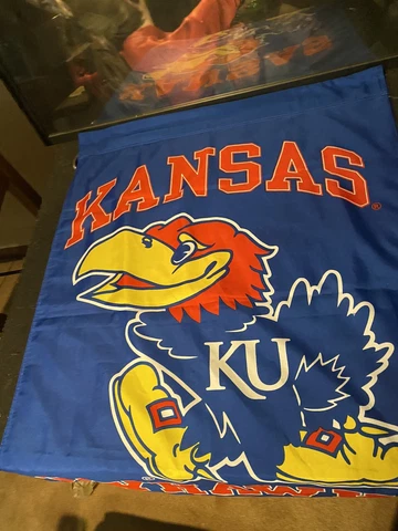 KU Jayhawks Vertical Indoor/Outdoor House Flag 28x40" Kansas NCAA Team Wincraft Cover