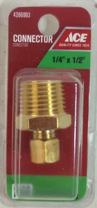 New in Package ACE 1/4" X 1/2" Comp X Mip Lead Free Brass Adapter Fittings - Picture 1 of 7