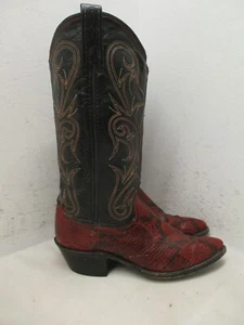 DAN POST Red Snakeskin Cowgirl Cowboy Western Boots Womens Size 6.5 M - Picture 1 of 12