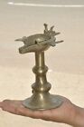 Old Brass Handcrafted Oil Lamp With Peacock Figurine Crafted