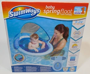 Bebé Flotador Primavera Sombra Sol Toldo Azul 9-24 Meses 50+UPF NATACIÓN PASO 1 Salpicadura - Imagen 1 de 5